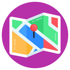 Wall Mural - 
Pin over a globe, geolocation flat icon

