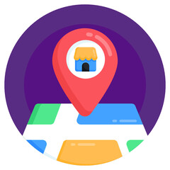 Sticker - 
A tourist map flat editable icon 

