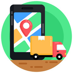 Wall Mural - flat rounded icon of online shopping,