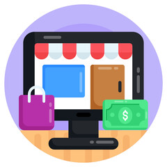 Wall Mural - an icon of buy online, shopping app flat vector