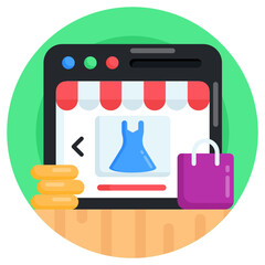 Sticker - 
An icon of buy online, shopping app flat vector 

