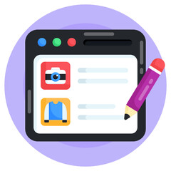Canvas Print - shopping app, online products flat round icon