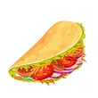 © Victoria Sergeeva - Tacos with meat and vegetable. Traditional mexican fast food. Vector illustration.