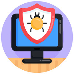 Wall Mural - a flat design of an antivirus security icon.