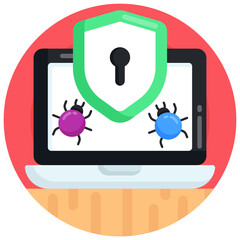Canvas Print - a flat design of an antivirus security icon.