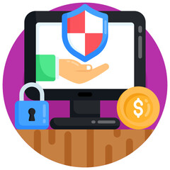 Canvas Print - 
A cybersecurity flat rounded icon 

