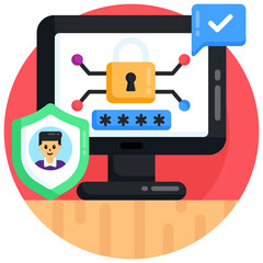 Wall Mural - trendy flat round icon of cryptocurrency security