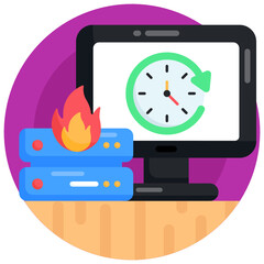 Wall Mural - icon of data restore in flat round design