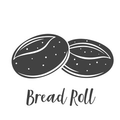 Poster - Bread rolls glyph icon for bakery shop or food design, cut monochrome badge.Vector illustration.