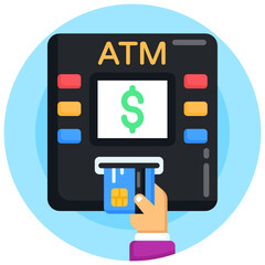 Wall Mural - an automated teller machine in flat rounded icon