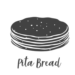Wall Mural - Pita bread glyph icon for bakery shop or food design, cut monochrome badge. Vector illustration.