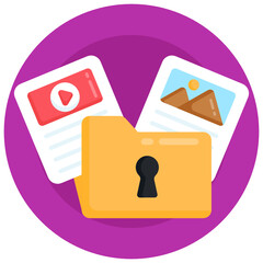 Canvas Print - media secure folder flat editable icon