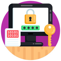 Wall Mural - trendy flat round icon of cryptocurrency security