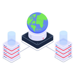 Wall Mural - 
Isometric editable design icon of global server network 

