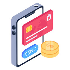 Canvas Print - 
Online payment transfer in isometric trendy icon 

