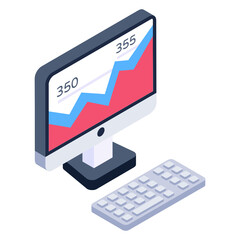 Sticker - 
Financial stock market isometric icon, editable vector 

