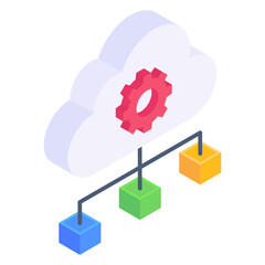 Sticker - 
A cloud service icon in isometric design 

