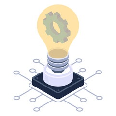Wall Mural - hand with bitcoin bulb denoting isometric icon of bitcoin idea