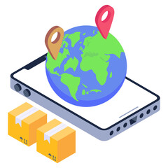 Wall Mural - 
Worldwide delivery icon in modern isometric design.

