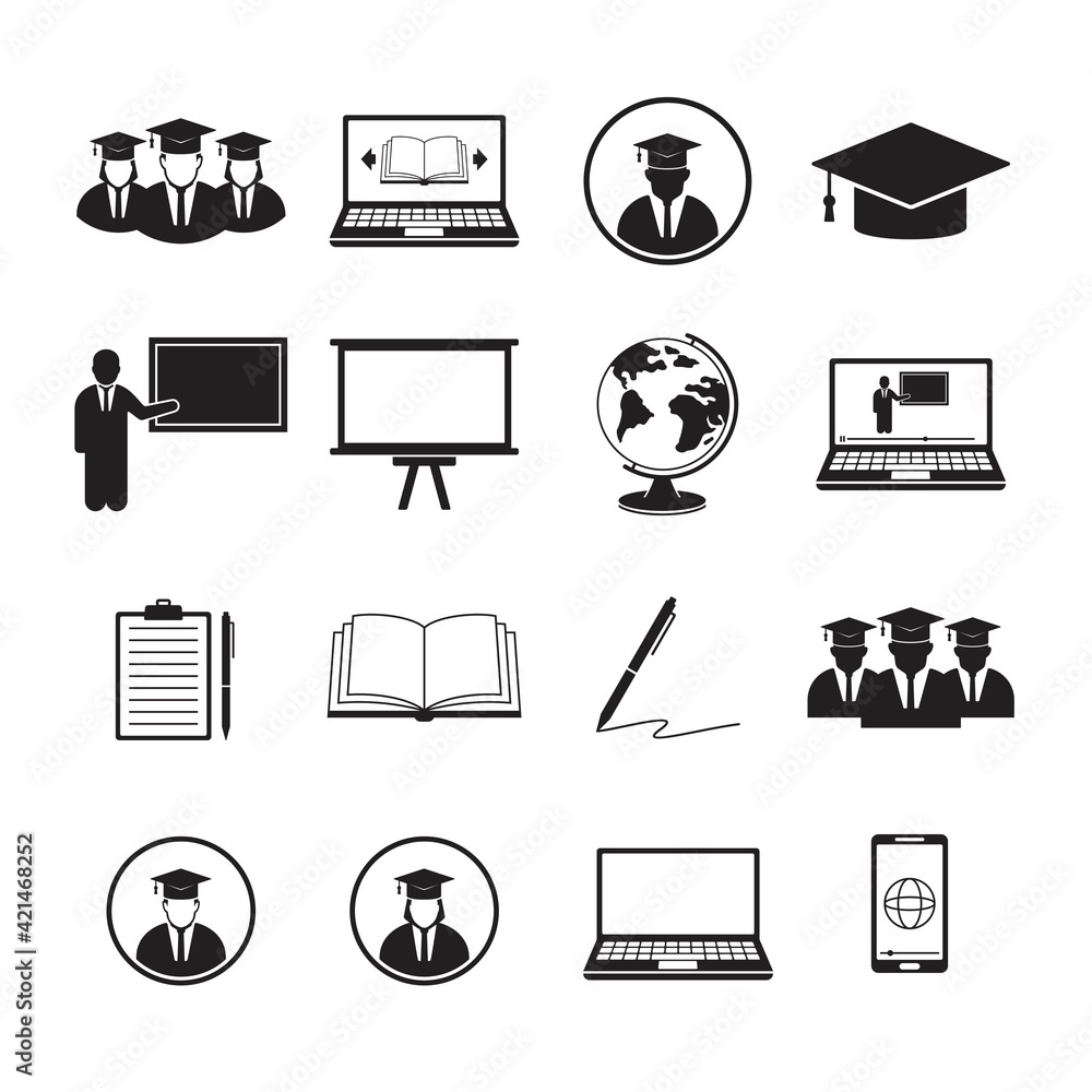 Simple Set of Learning Icons. Online Education Related Vector Icons ...
