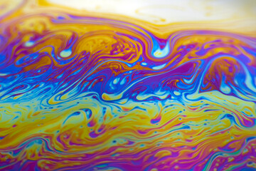 Wall Mural - colorful psychedelic soap bubble refractions pattern macro. colorful macro soap bubble iridescence