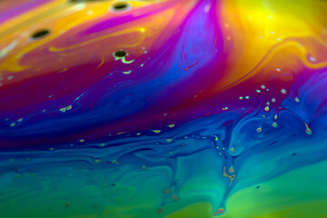 Wall Mural - colorful psychedelic soap bubble refractions pattern macro. colorful macro soap bubble iridescence