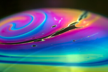 Wall Mural - colorful psychedelic soap bubble refractions pattern macro. colorful macro soap bubble iridescence