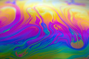 Wall Mural - colorful psychedelic soap bubble refractions pattern macro.