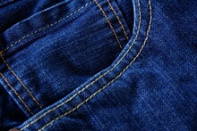 Close Up Of Blue Jeans Fabric