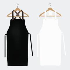 Wall Mural - White and black aprons, apron mockup, clean apron. Vector illustration