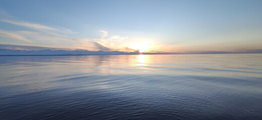 Canvas Print - Beautiful sunset over the lake Sevan in Armenia