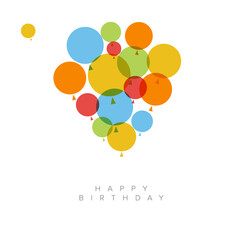 Wall Mural - Happy birthday vector illustration card template with balloons