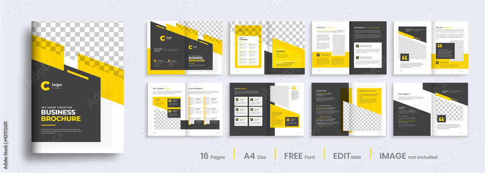 Brochure template layout design, minimal business brochure orange color shape design, annual report, company profile, editable template layout. - obrazy, fototapety, plakaty 