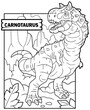 prehistoric dinosaur carnotaurus, coloring book, funny illustration