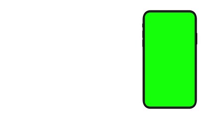 4K animation of moving smartphone mockups..Green background for chroma key on the smartphone screen.
