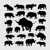 Fototapeta Pokój dzieciecy - set of rhino silhouettes