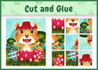 © riko_design - Children board game cut and glue themed easter with a cute tiger in the egg