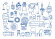 set of vector furniture illustration. collection of furniture sketches. interior design decor. 