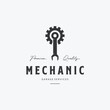 Gear Wrench Spanner Piston Vintage Logo. Minimalist Illustration of Mechanical Garage Shop Vector. Design of Piston Automotive Concept