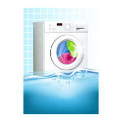 Poster - Laundry Washing Clothes Service Banner Vector Illustration