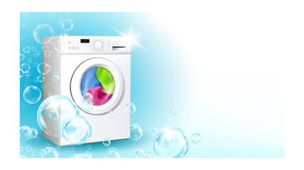 Laundry Service Advertise Promo Banner Vector Illustration