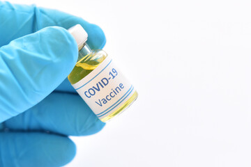 Wall Mural - Vial of COVID-19 virus vaccine for injection, protective from novel coronavirus pandemic disease 