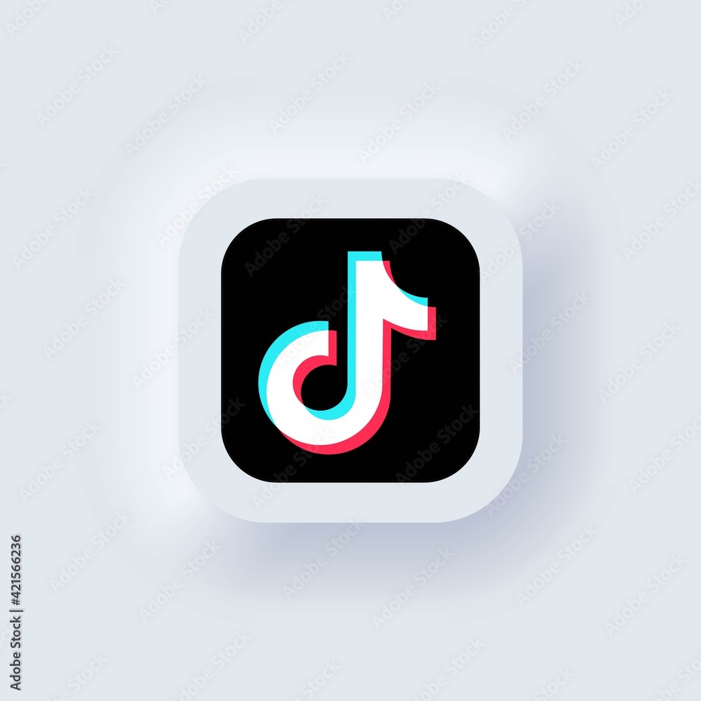 Set of Tik Tok icons. Social media icons. Realistic set. Neumorphic UI ...
