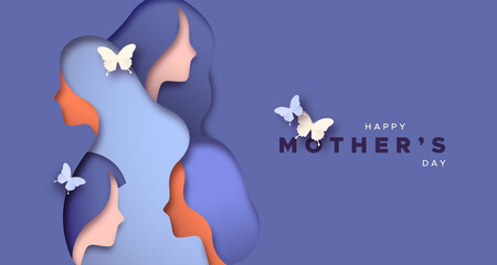 Happy Mother's Day paper cut woman head card