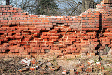 Spalling Bricks, Crumbling Old Brick Wall,
