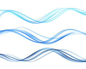 Wall Mural - Vector blue color abstract wave design element