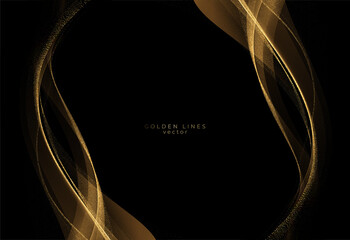 Fototapete - Abstract shiny color gold wave luxury background with golden glitter sparkles