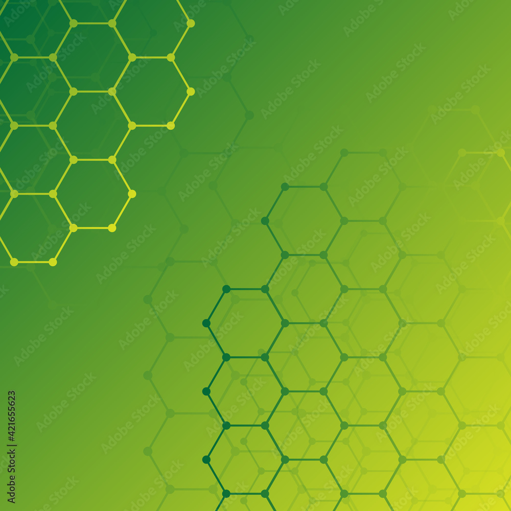 Hexagons background green and geometric shapes minimal abstract vector ...