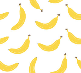 Wall Mural - Vector seamless pattern of yellow hand drawn doodle sketch banana isolated on white background