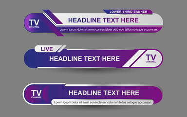 Wall Mural - set collection vector of broadcast news lower thirds template layout design banner for bar headline 